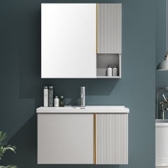 Monarch gray wall-mounted bathroom cabinet with mirror, multi-layer solid wood, slate bathroom cabinet