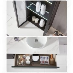 Combinação de gabinete de banheiro de madeira maciça Rockboard Gabinete de lavatório doméstico Gabinete de banheiro Vaso sanitário com bacia de cerâmica
