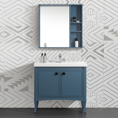 Monarch blue floor-standing bathroom cabinet with mirror multilayer solid wood bathroom cabinet