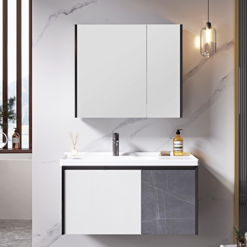 Monarch white wall-mounted bathroom cabinet with mirror multilayer solid wood bathroom cabinet