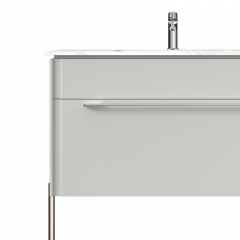 Monarch grey floor-to-ceiling bathroom cabinet with mirror PVC material rock slab countertop bathroom cabinet