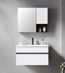 Monarch white wall-mounted bathroom cabinet, multi-layer solid wood bathroom cabinet