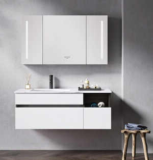 Monarch white wall-mounted bathroom cabinet, multi-layer solid wood bathroom cabinet