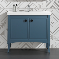 Monarch blue floor-standing bathroom cabinet with mirror multilayer solid wood bathroom cabinet