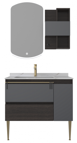 Monarch Grey floor-to-ceiling bathroom cabinet with mirror multilayer solid wood bathroom cabinet