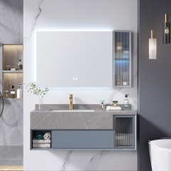 Monarch wall-mounted grey bathroom cabinet with mirror