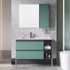 Combinaison d'armoires de salle de bain Rockboard en bois massif meuble de lavabo domestique salle de bain toilette lavabo en céramique vanité