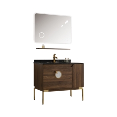 Monarch brown multilayer solid wood bathroom cabinet with mirror