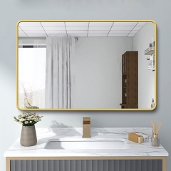 Estilo moderno Precio barato Drenaje de suelo montado en la pared Lavabo de cerámica de madera maciza de múltiples capas Gabinete de tocador con espejo de baño