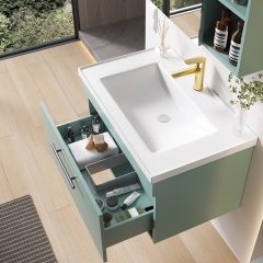 Rockboard Bathroom Cabinet Combination Solid Wood Household Wash Basin Cabinet Bathroom Toilet Ceramic Basin Vanity