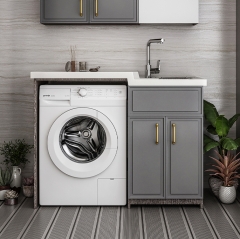 Apartment Washing Machine Laundry Sink Modern Graphic Design Custom Floor Mounted Washing Machine Cabinet