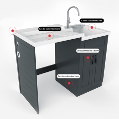 Combinaison d'armoires de salle de bain Rockboard en bois massif meuble de lavabo domestique salle de bain toilette lavabo en céramique vanité