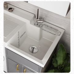 Apartment Washing Machine Laundry Sink Modern Graphic Design Custom Floor Mounted Washing Machine Cabinet