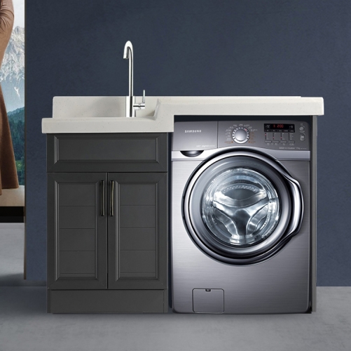 Multi-function Laundry Cabinet Single Sink Laundry Tub With Cabinets For Balcony Washing Machine