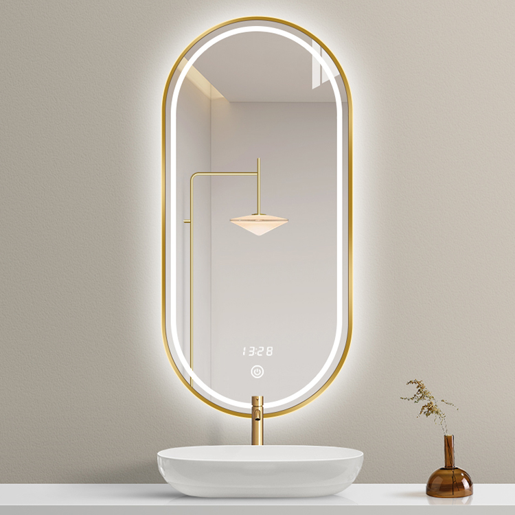 Oval frameless bathroom mirror