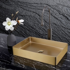 Gold and Black Rectangular OEM ODM Bathroom Sink Hand Wash Basin