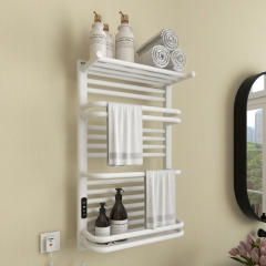 White Wall Mounted Round Tube Towel Warmer Electromechanical Heating Towel Rack