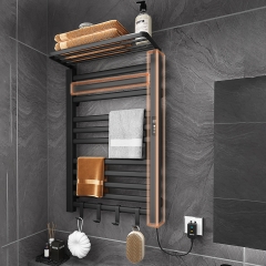 Toalheiro aquecido elétrico preto montado na parede para secador de banheiro aquecedor para toalhas de roupas