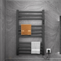 Accesorios de baño, secador de radiador eléctrico montado en la pared negro, calentador de toallas con calefacción, calentador de toallas con calefacción, toallero