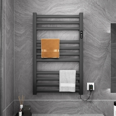 Accesorios de baño, secador de radiador eléctrico montado en la pared negro, calentador de toallas con calefacción, calentador de toallas con calefacción, toallero