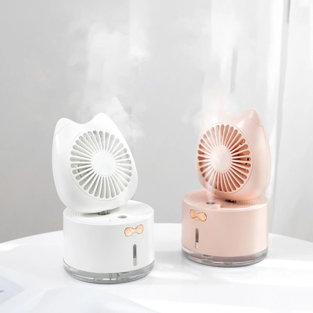 Craft gift practical multifunctional colorful night light usb fan air cat humidifier