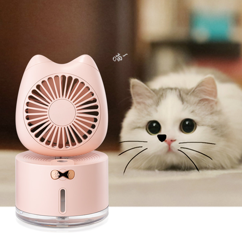 Craft gift practical multifunctional colorful night light usb fan air cat humidifier