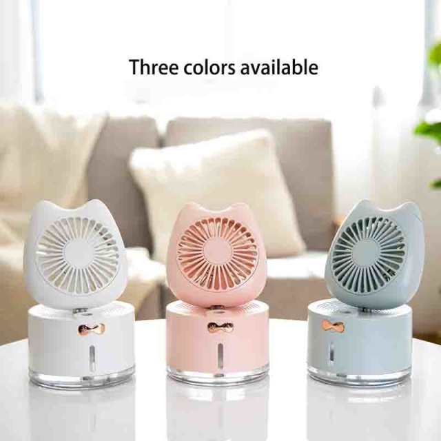 Craft gift practical multifunctional colorful night light usb fan air cat humidifier