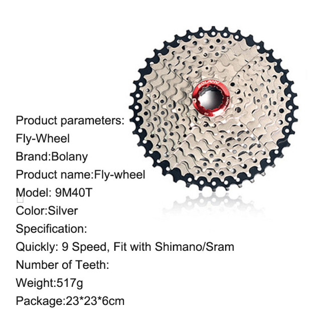 Bicycle accessories Mountain Bicycle Cassette 9Speed40T silver+black Bike freewheel road Bike Cassette MTB bicycle Flywheel