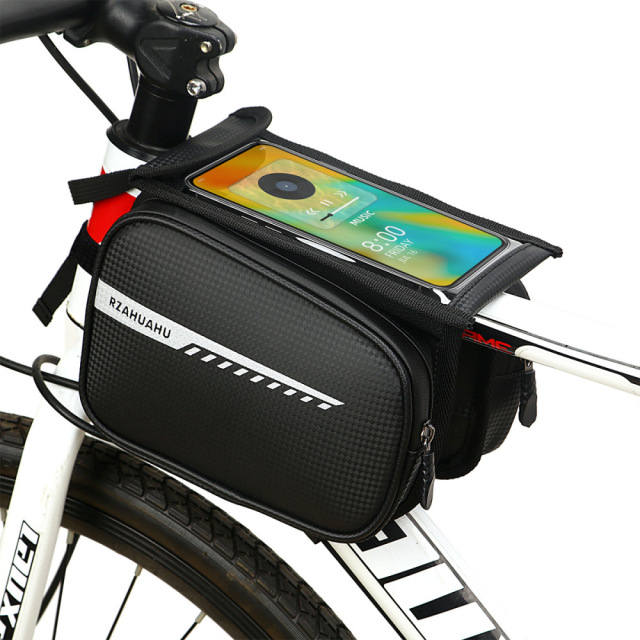 Bicycle front beam bag mountain bike phone storage bag bike front hanging pannier waterproof hanging bag cycling equipment accessories