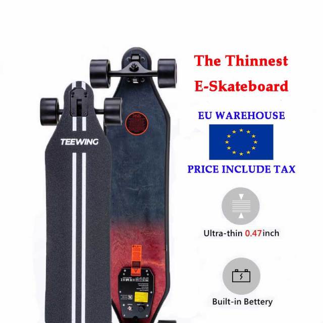 EU freeshipping fast delivery Drop Ship Dual Motor 760W  37 INCH Long Skateboard with Wireless Remote Control  Dual-drive Off Road Boosted Electric Skateboard