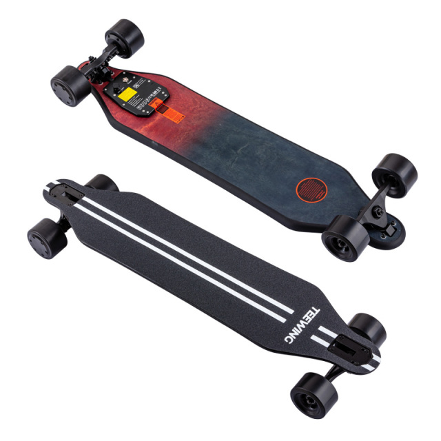 EU freeshipping fast delivery Drop Ship Dual Motor 760W  37 INCH Long Skateboard with Wireless Remote Control  Dual-drive Off Road Boosted Electric Skateboard