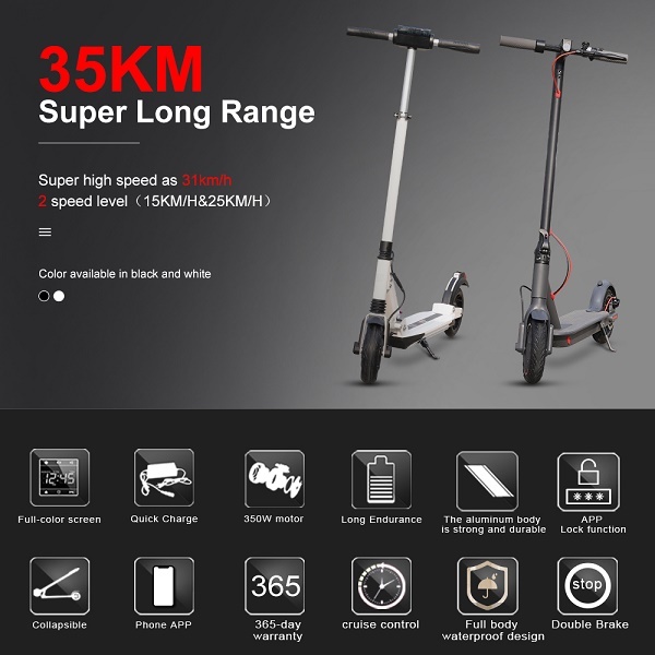 EU/UK fast shipping 8.5 inches Solid tire 350W 36V/10.4Ah e scooters city scooter  APP  Foldable ebike scooter GOOD PRICES