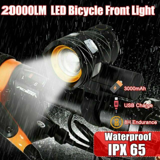 20000LM Rechargeable T6 LED MTB Bicycle Light XM-L Racing Bike Front Headlight