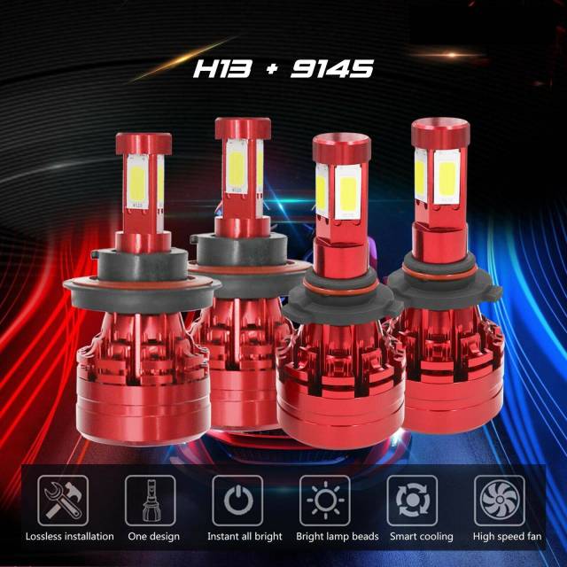 4PCS H13 9008 CREE LED Headlight+9145 9140 Fog Light Combo for 04-18 Ford F-150