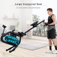 Water Rowing Machine Rower with LCD Monitor, Exercise Workout Water Rower