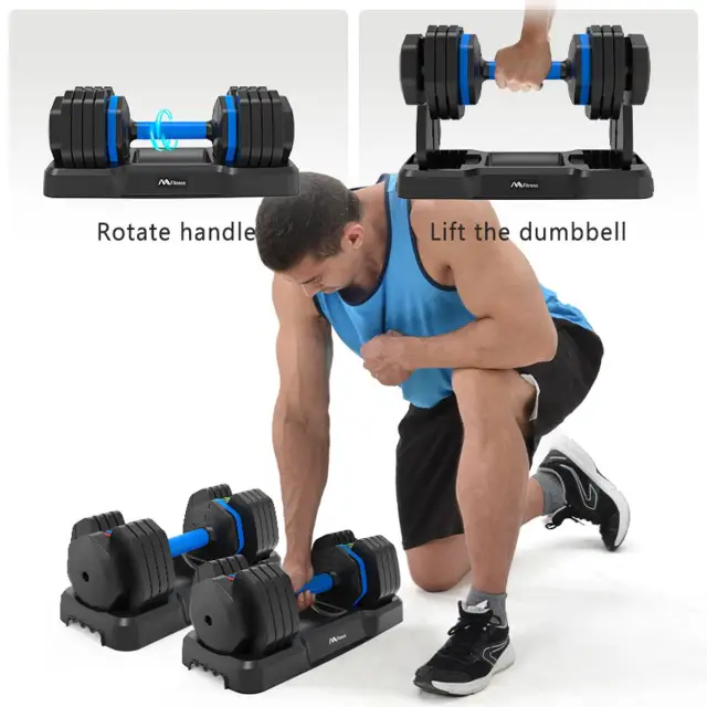 Adjustable Dumbbell - 55lb Single Dumbbell with Anti-Slip Handle