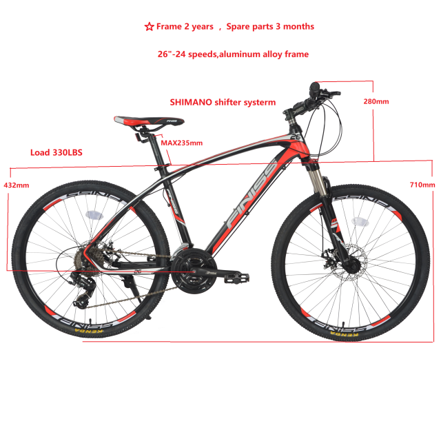 26'' Aluminum Alloy Frame,Shimano Shifter System,Front And Rear Disk Brake MTB