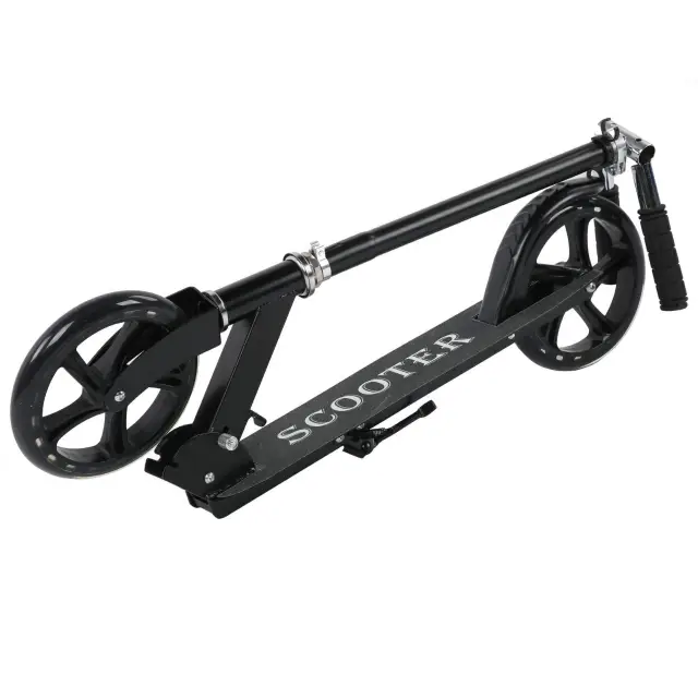Children Foldable Scooter Adjustable Height Heavy Construction Scooter Black