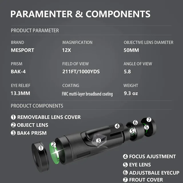 Handheld Smart Phone Spotting Scope With FMC+BAK4 Prism,Portable Star Telescope