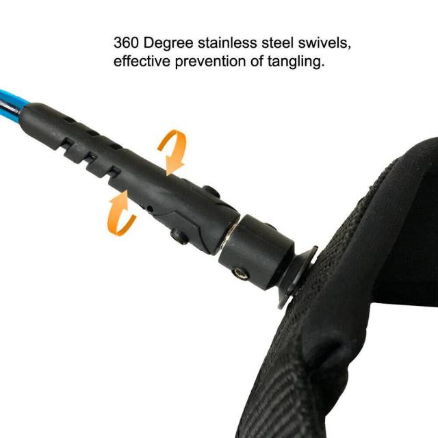 Surfboard Leash, Surfing SUP Leash TPU 12ft Coiled Paddle Board Leash Leg Rope