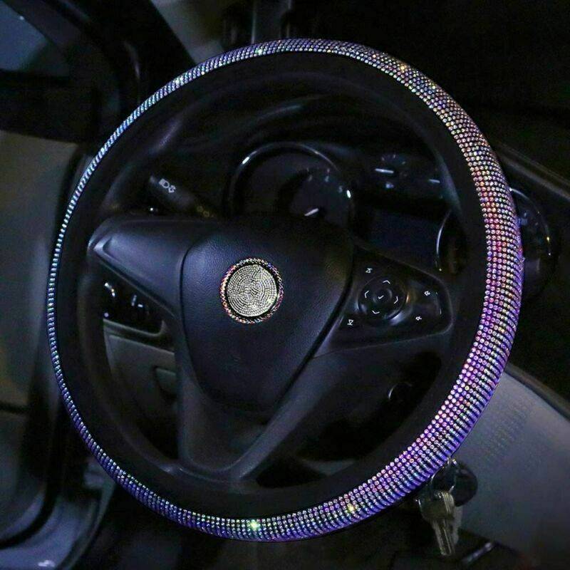 Rhinestones Car Steering Wheel Cover Diamond Bling Anti-Slip Protector