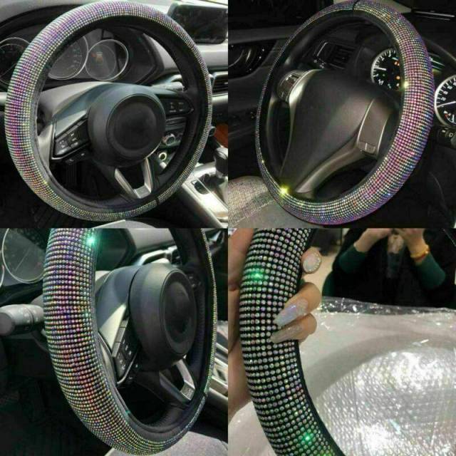 Rhinestones Car Steering Wheel Cover Diamond Bling Anti-Slip Protector