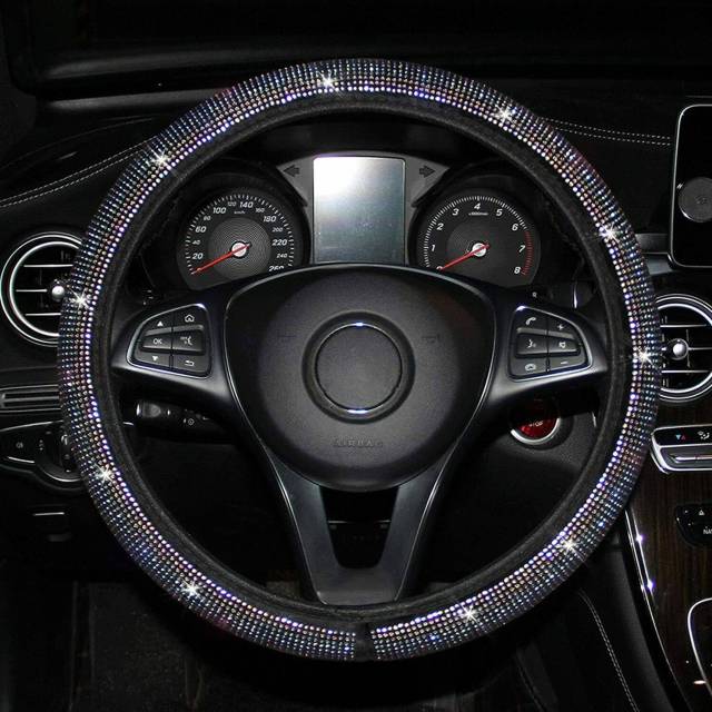 Rhinestones Car Steering Wheel Cover Diamond Bling Anti-Slip Protector