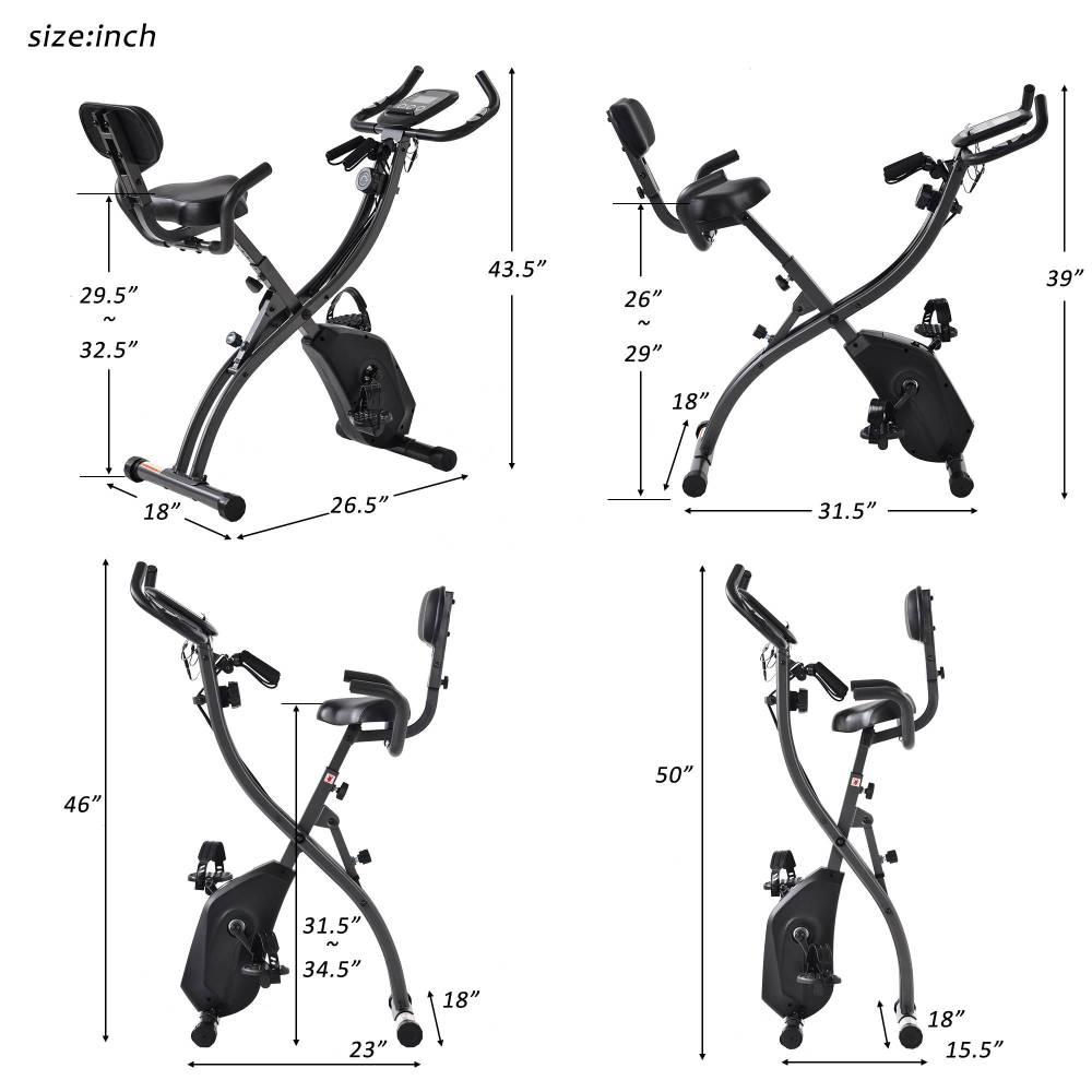 Folding Exercise Bike-8 Levels Resistance Adjustments with 4 Expansions Degree
