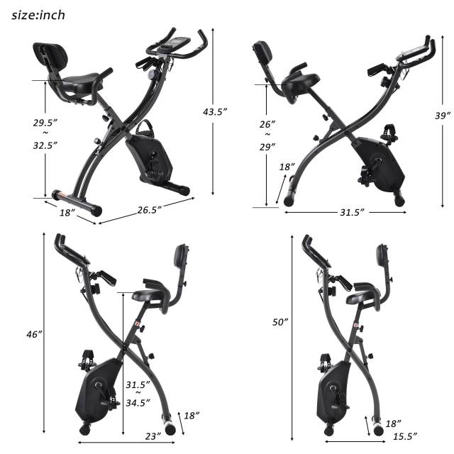 Folding Exercise Bike-8 Levels Resistance Adjustments with 4 Expansions Degree