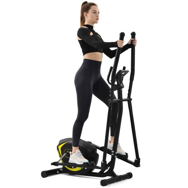 Elliptical Trainer Machine Upright Exercise Bike + 8-Level Magnetic Resistance