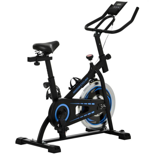 Movable Indoor Cycling Bike +LCD Monitor,Ipad Mount for Home Cardio Gym Machine