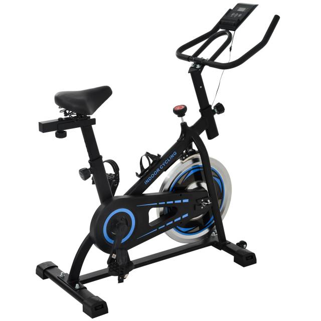 Movable Indoor Cycling Bike +LCD Monitor,Ipad Mount for Home Cardio Gym Machine