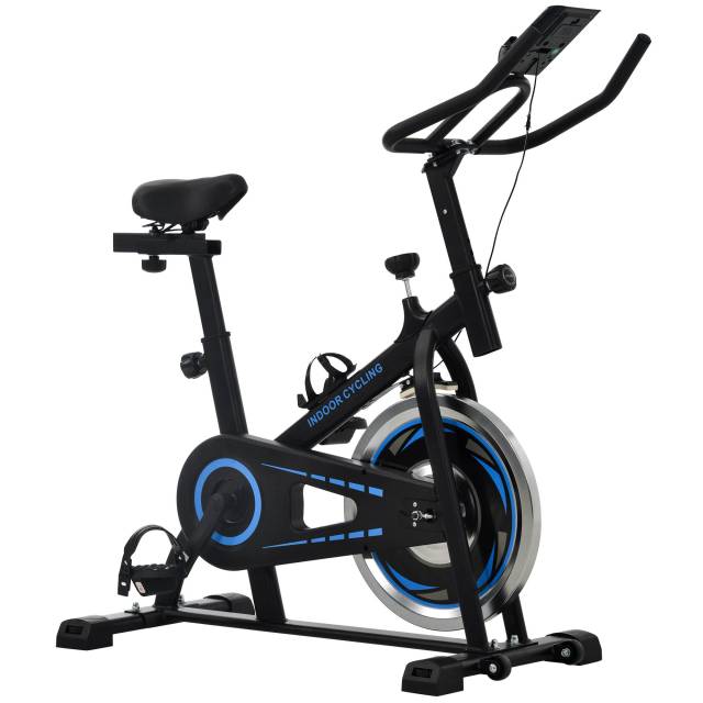 Movable Indoor Cycling Bike +LCD Monitor,Ipad Mount for Home Cardio Gym Machine