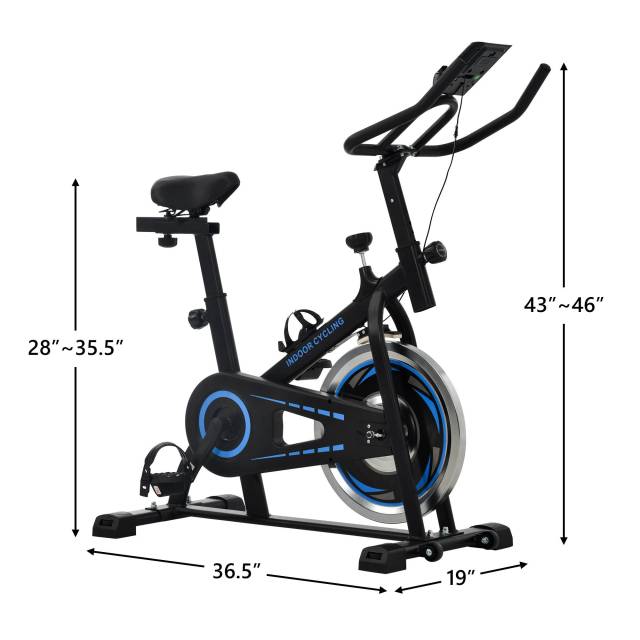 Movable Indoor Cycling Bike +LCD Monitor,Ipad Mount for Home Cardio Gym Machine